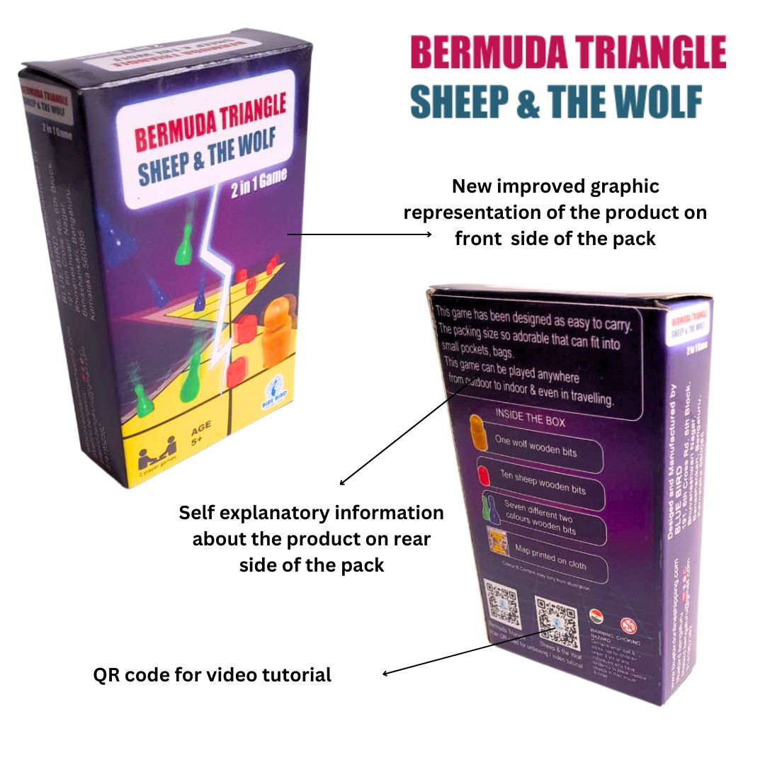 bermuda triangle sheep wolf 2-in-1 board game for kids